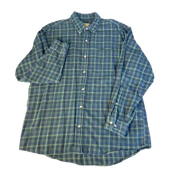 Bass Pro Shops Button Up Shirt Green Plaid Casual long-sleeve Flannel Size XL - Picture 7 of 11